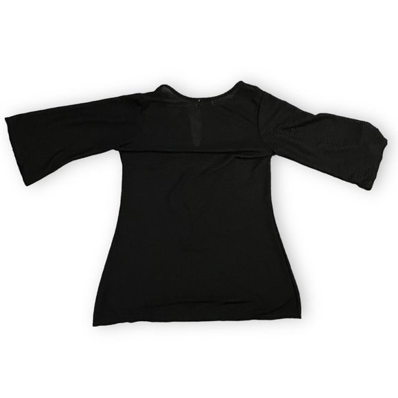 Jordan Taylor Sheer Black Tunic Swim Cover-Up V-Neck Bell Sleeve Size Medium - Picture 3 of 7